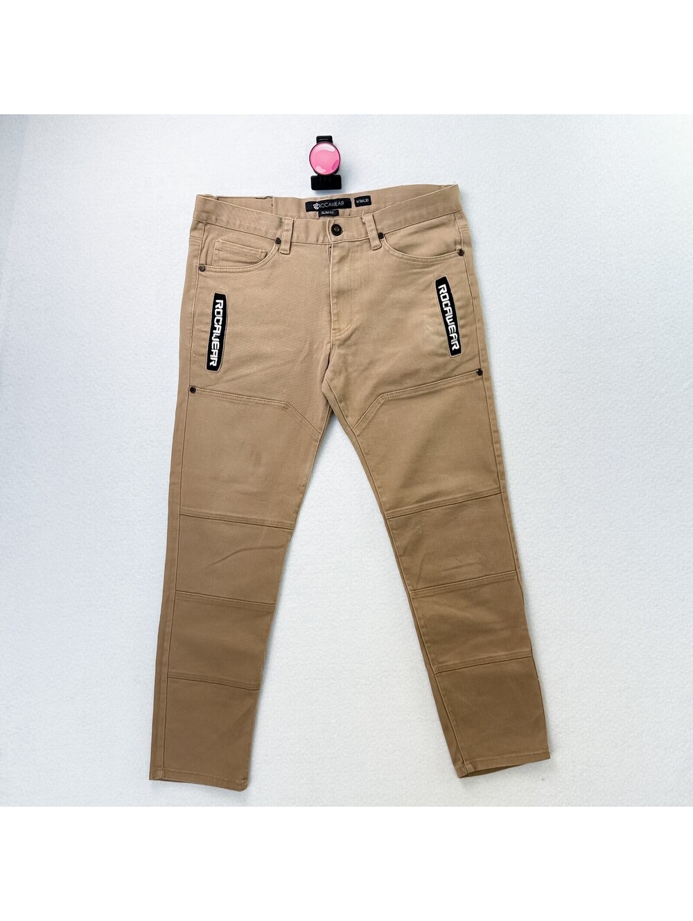 Rocawear Slim Fit Y2K Pants Beige Streetwear Casual Urban Men’s 34x30